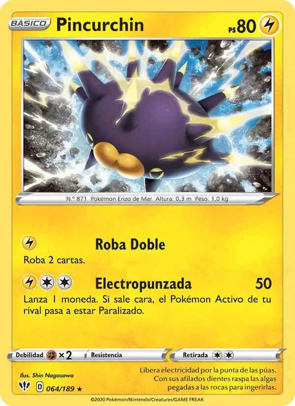 Pincurchin — Oscuridad Incandescente 64 Spanish Pokémon card