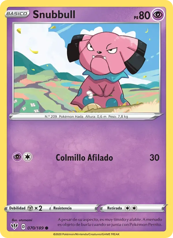 Snubbull — Oscuridad Incandescente 70 Spanish Pokémon card
