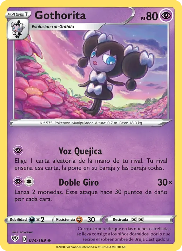 Gothorita — Oscuridad Incandescente 74 Spanish Pokémon card