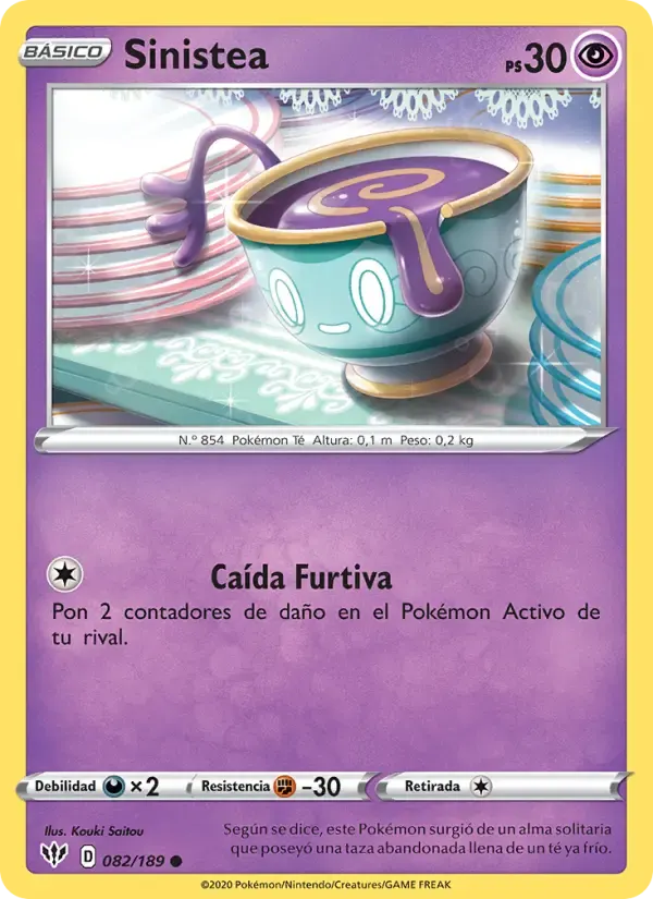 Sinistea — Oscuridad Incandescente 82 Spanish Pokémon card