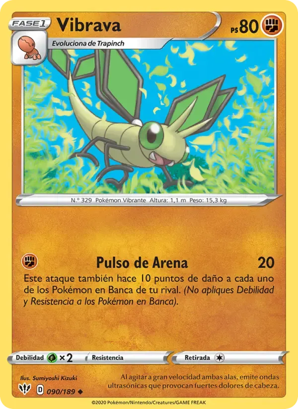 Vibrava — Oscuridad Incandescente 90 Spanish Pokémon card
