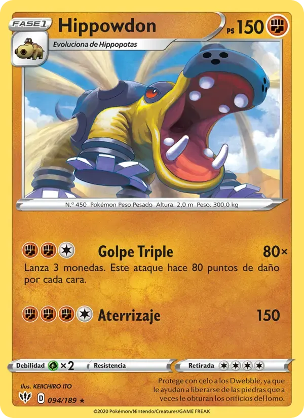 Hippowdon — Oscuridad Incandescente 94 Spanish Pokémon card