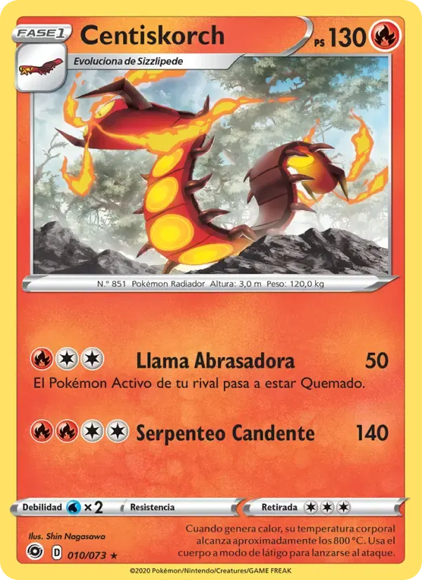 Centiskorch — Camino de Campeones 10 Spanish Pokémon card