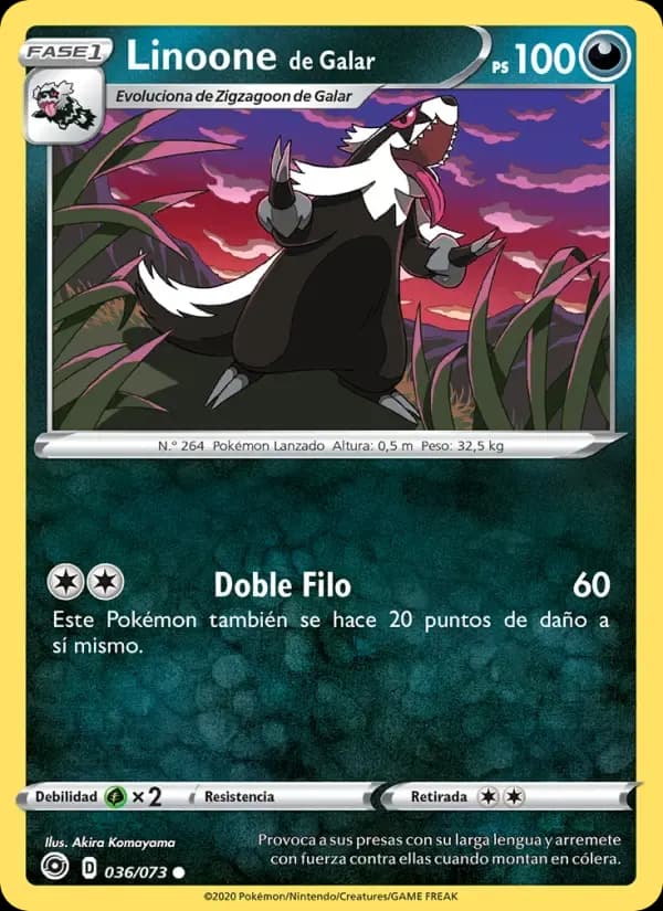 Linoone de Galar — Camino de Campeones 36 Spanish Pokémon card