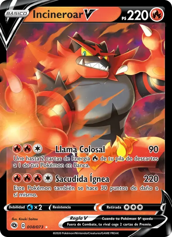 Incineroar V — Camino de Campeones 8 Spanish Pokémon card