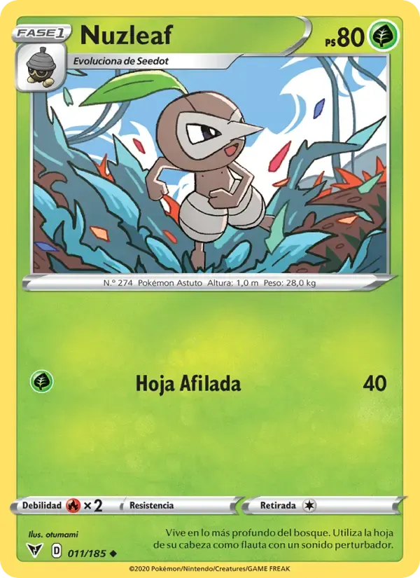Nuzleaf — Voltaje Vívido 11 Spanish Pokémon card