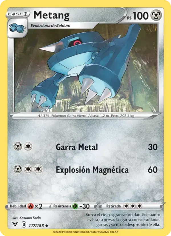 Metang — Voltaje Vívido 117 Spanish Pokémon card