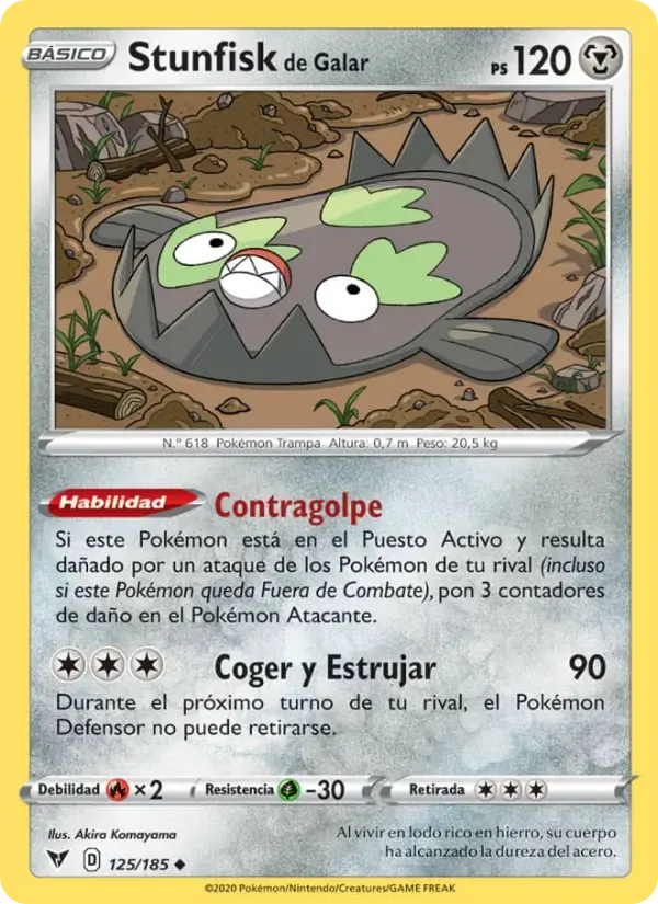 Stunfisk de Galar — Voltaje Vívido 125 Spanish Pokémon card