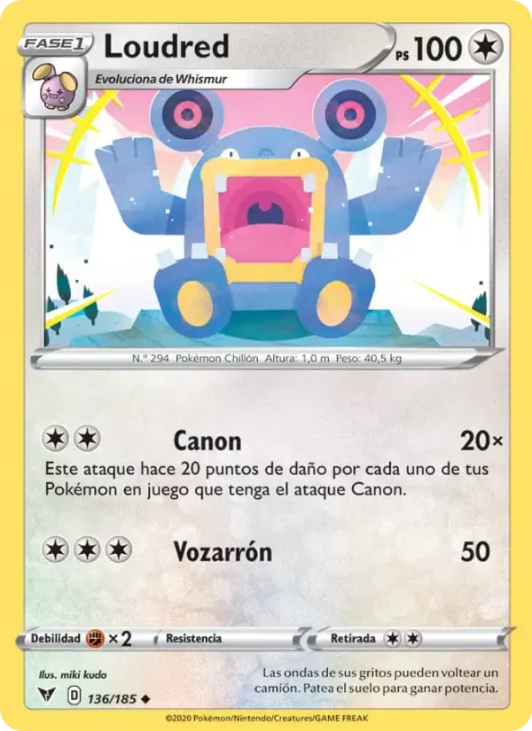 Loudred — Voltaje Vívido 136 Spanish Pokémon card