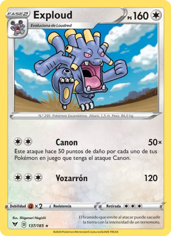 Exploud — Voltaje Vívido 137 Spanish Pokémon card