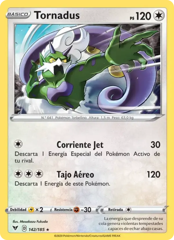 Tornadus — Voltaje Vívido 142 Spanish Pokémon card