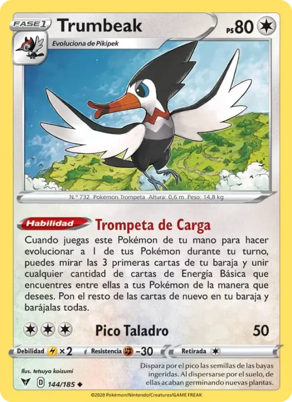 Trumbeak — Voltaje Vívido 144 Spanish Pokémon card