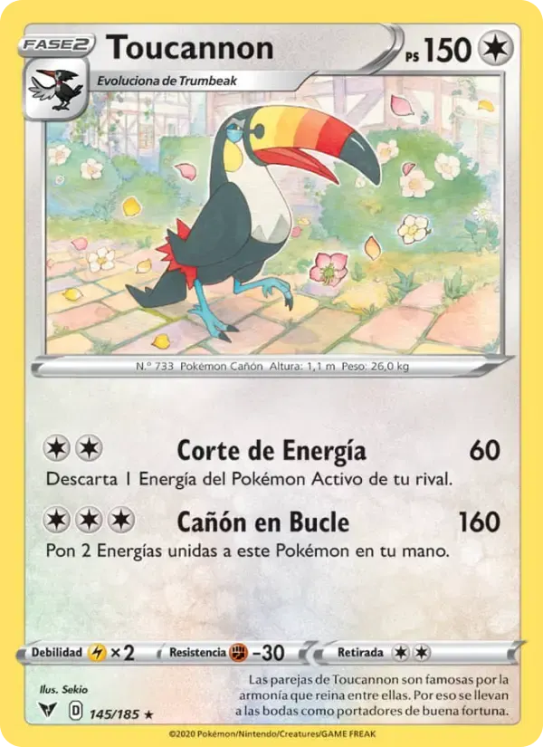 Toucannon — Voltaje Vívido 145 Spanish Pokémon card