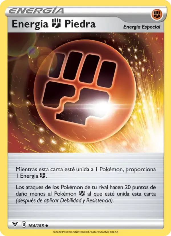 Energía Fighting Piedra — Voltaje Vívido 164 Spanish Pokémon card