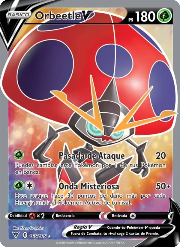 Orbeetle V — Voltaje Vívido 166 Spanish Pokémon card