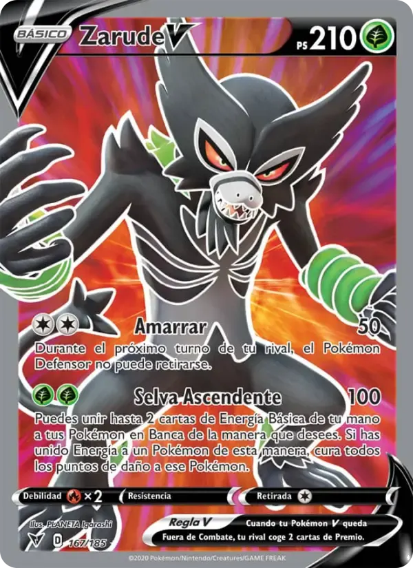 Zarude V — Voltaje Vívido 167 Spanish Pokémon card