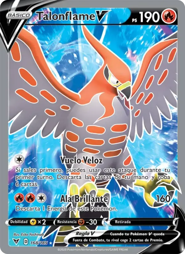 Talonflame V — Voltaje Vívido 168 Spanish Pokémon card