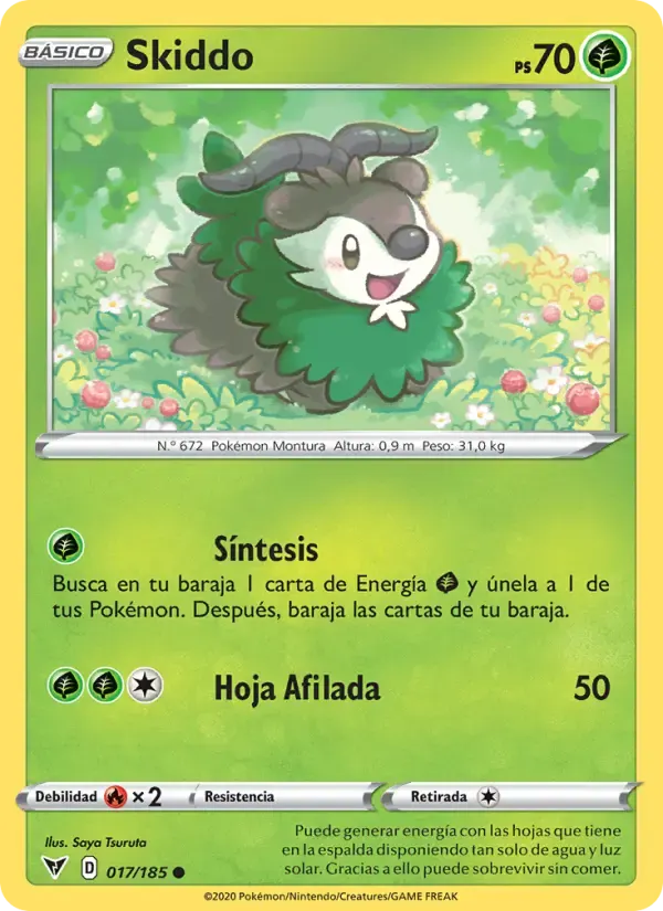 Skiddo — Voltaje Vívido 17 Spanish Pokémon card