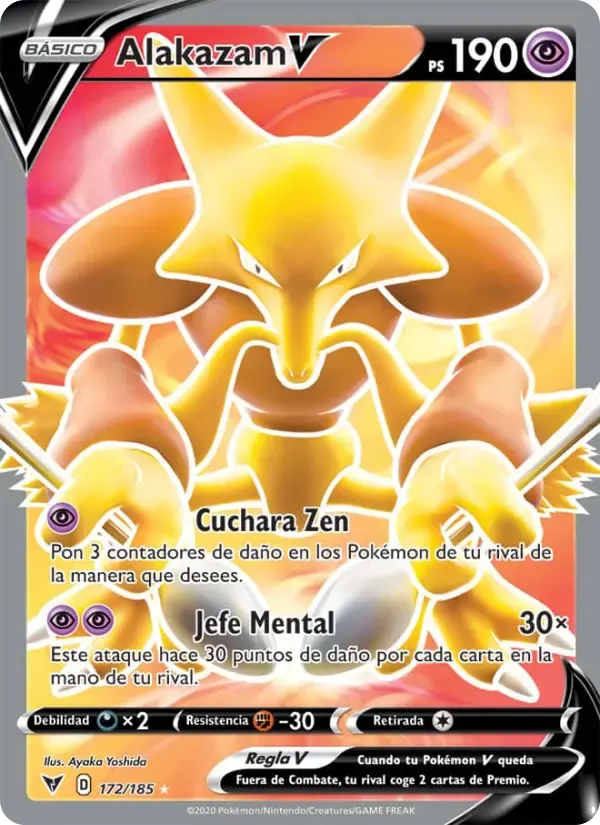Alakazam V — Voltaje Vívido 172 Spanish Pokémon card