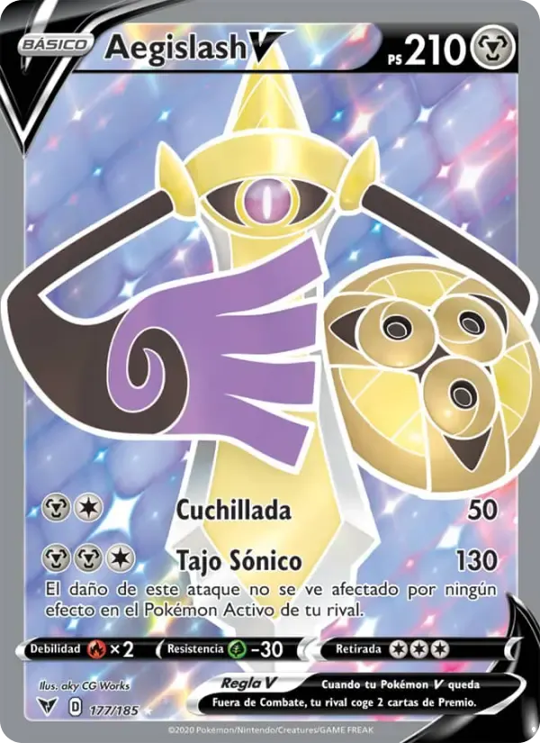 Aegislash V — Voltaje Vívido 177 Spanish Pokémon card