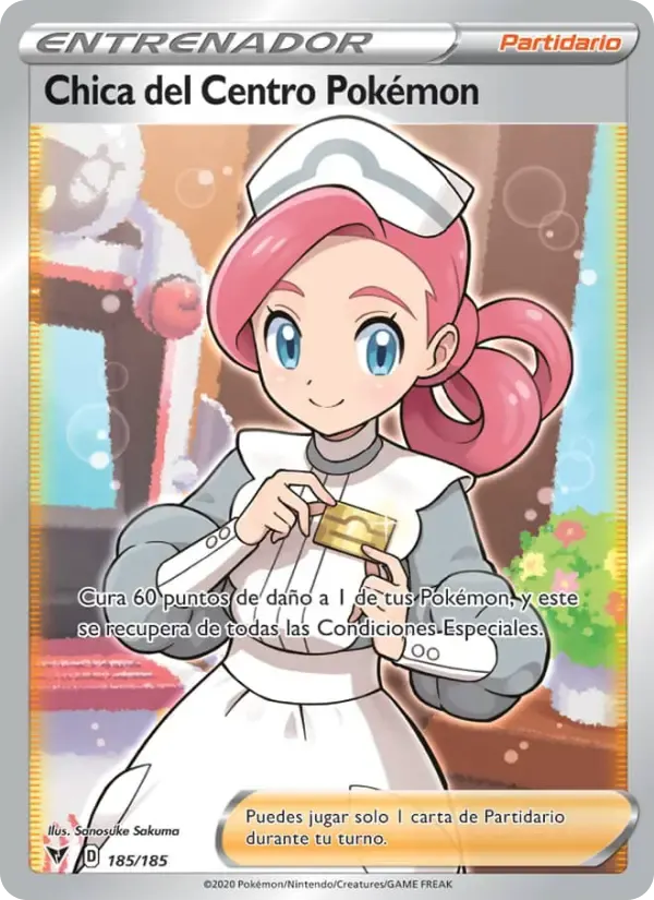 Chica del Centro Pokémon — Voltaje Vívido 185 Spanish Pokémon card