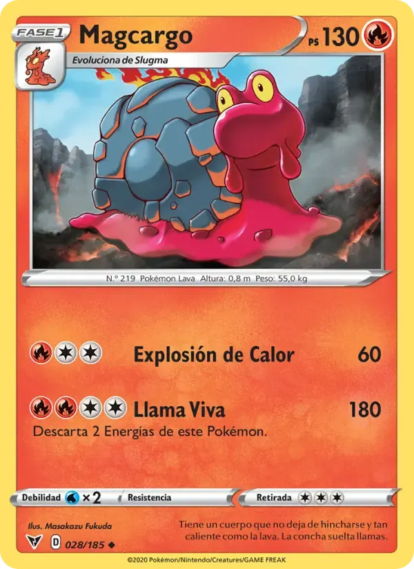 Magcargo — Voltaje Vívido 28 Spanish Pokémon card