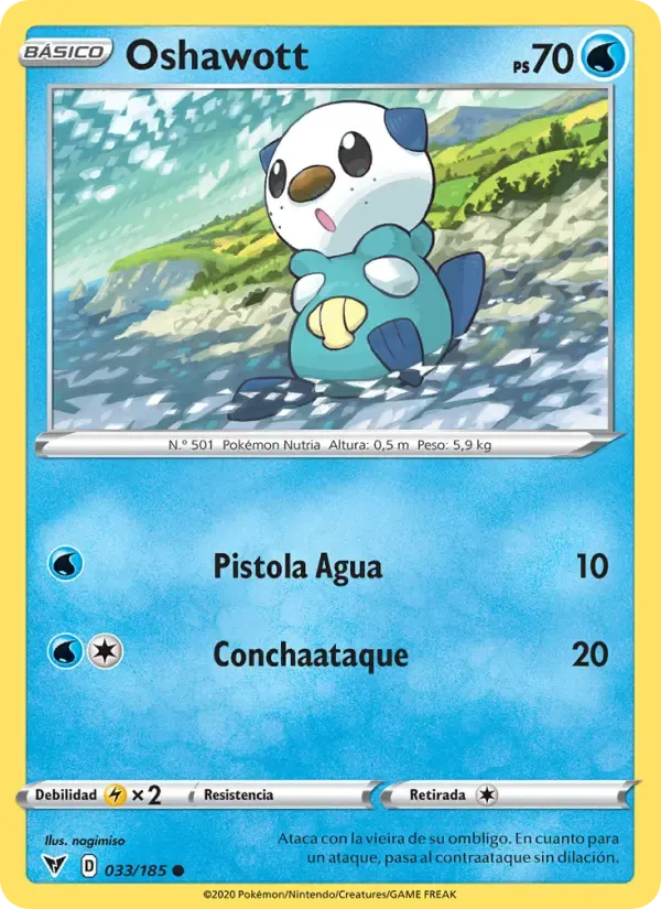 Oshawott — Voltaje Vívido 33 Spanish Pokémon card