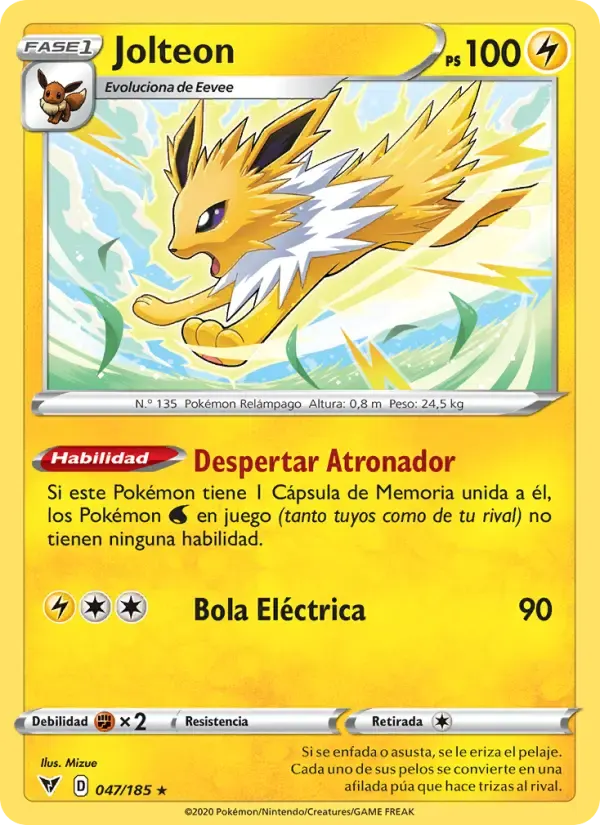 Jolteon — Voltaje Vívido 47 Spanish Pokémon card