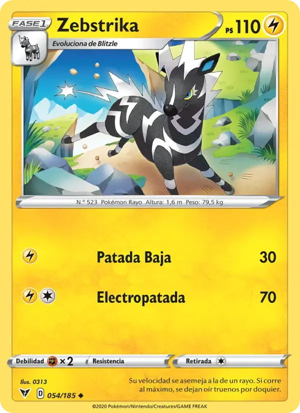 Zebstrika — Voltaje Vívido 54 Spanish Pokémon card