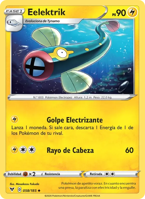 Eelektrik — Voltaje Vívido 58 Spanish Pokémon card