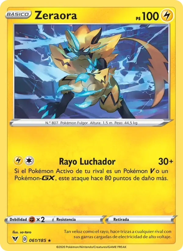 Zeraora — Voltaje Vívido 61 Spanish Pokémon card