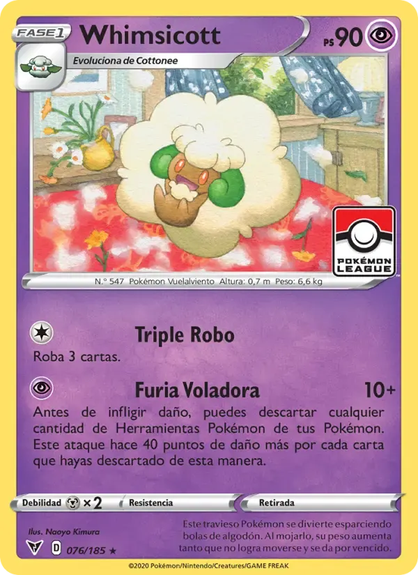 Whimsicott — Voltaje Vívido 76 Spanish Pokémon card