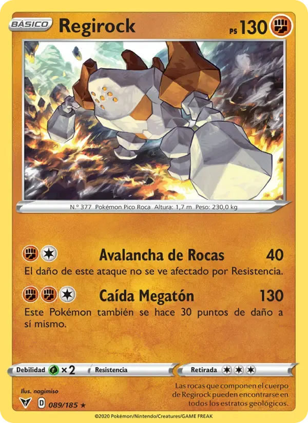 Regirock — Voltaje Vívido 89 Spanish Pokémon card