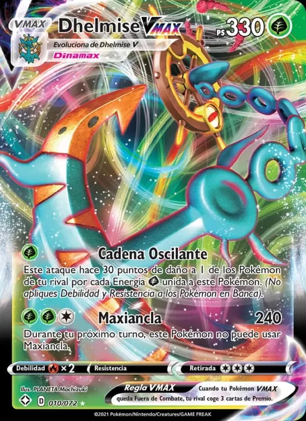 Dhelmise VMAX — Destinos Brillantes 10 Spanish Pokémon card