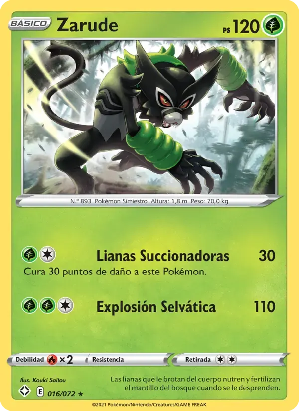 Zarude — Destinos Brillantes 16 Spanish Pokémon card