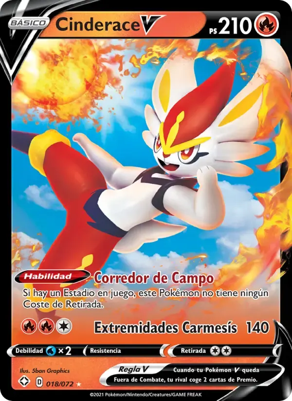 Cinderace V — Destinos Brillantes 18 Spanish Pokémon card