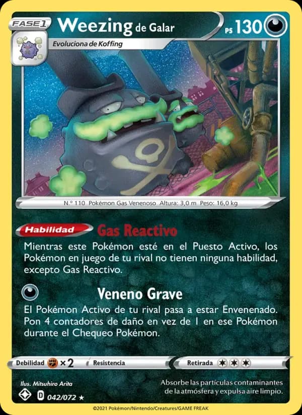 Weezing de Galar — Destinos Brillantes 42 Spanish Pokémon card