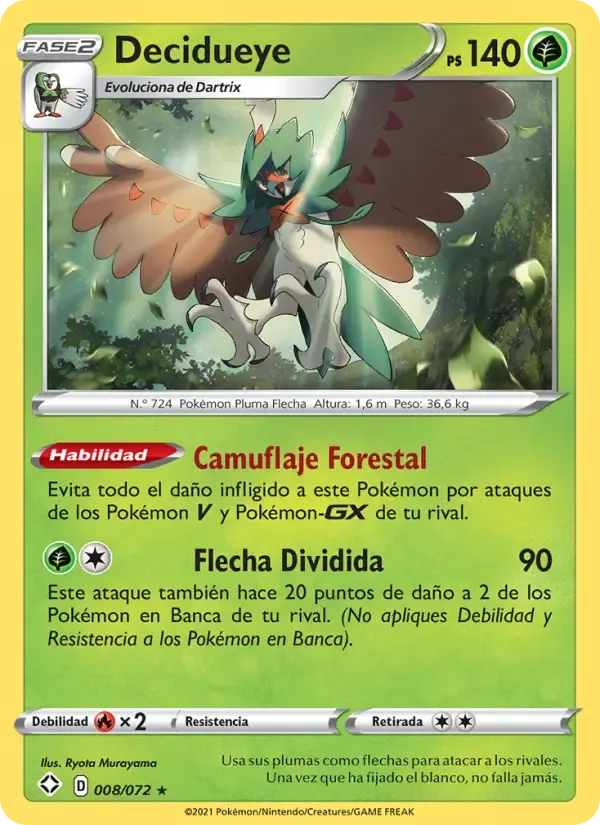 Decidueye — Destinos Brillantes 8 Spanish Pokémon card