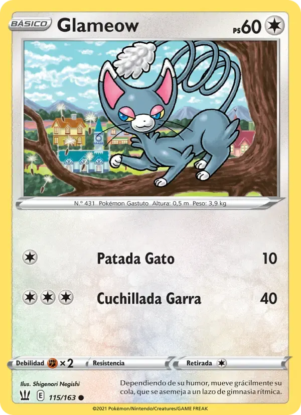 Glameow — Estilos de Combate 115 Spanish Pokémon card