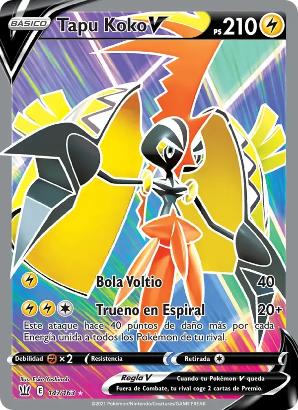 Tapu Koko V — Estilos de Combate 147 Spanish Pokémon card