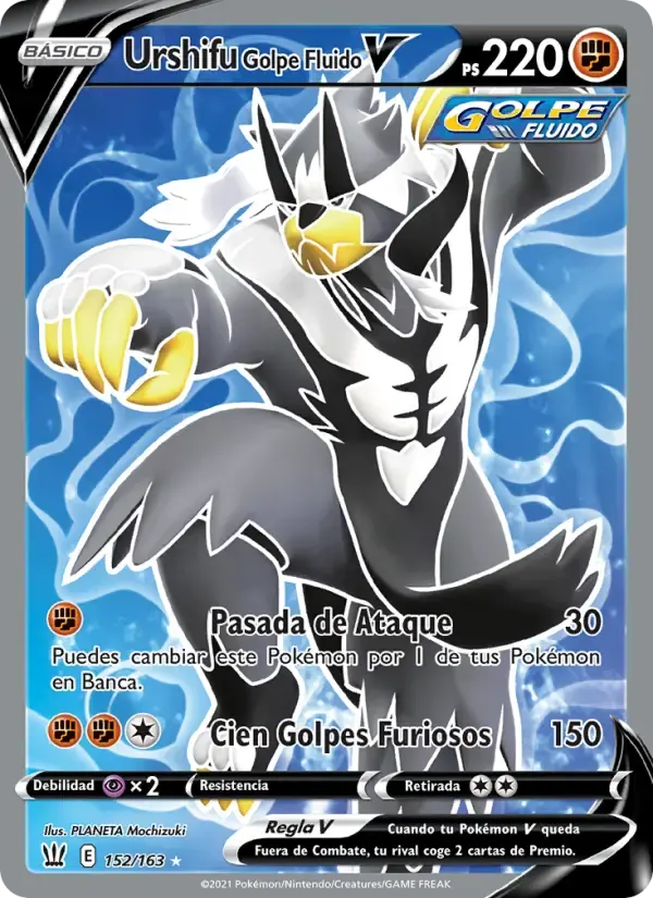 Urshifu Golpe Fluido V — Estilos de Combate 152 Spanish Pokémon card