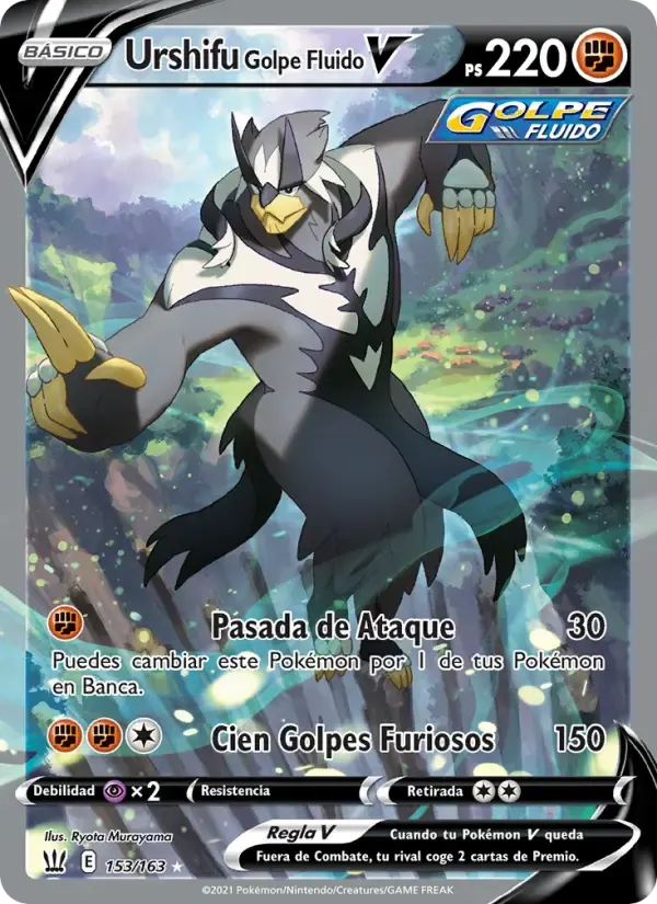 Urshifu Golpe Fluido V — Estilos de Combate 153 Spanish Pokémon card