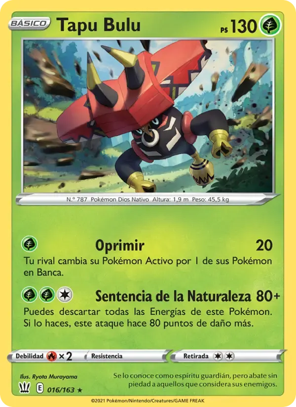 Tapu Bulu — Estilos de Combate 16 Spanish Pokémon card