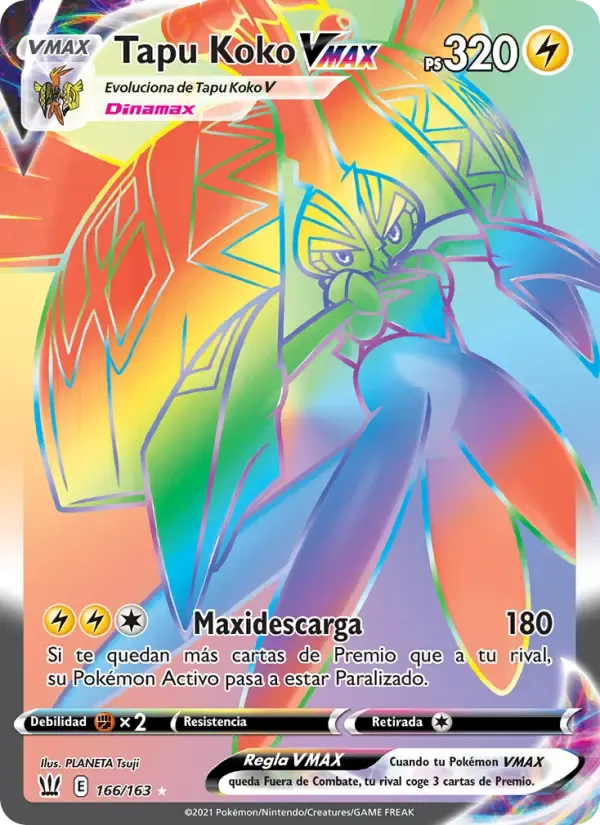 Tapu Koko VMAX — Estilos de Combate 166 Spanish Pokémon card