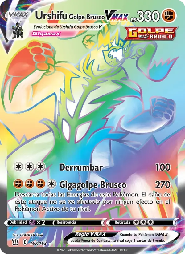 Urshifu Golpe Brusco VMAX — Estilos de Combate 167 Spanish Pokémon card