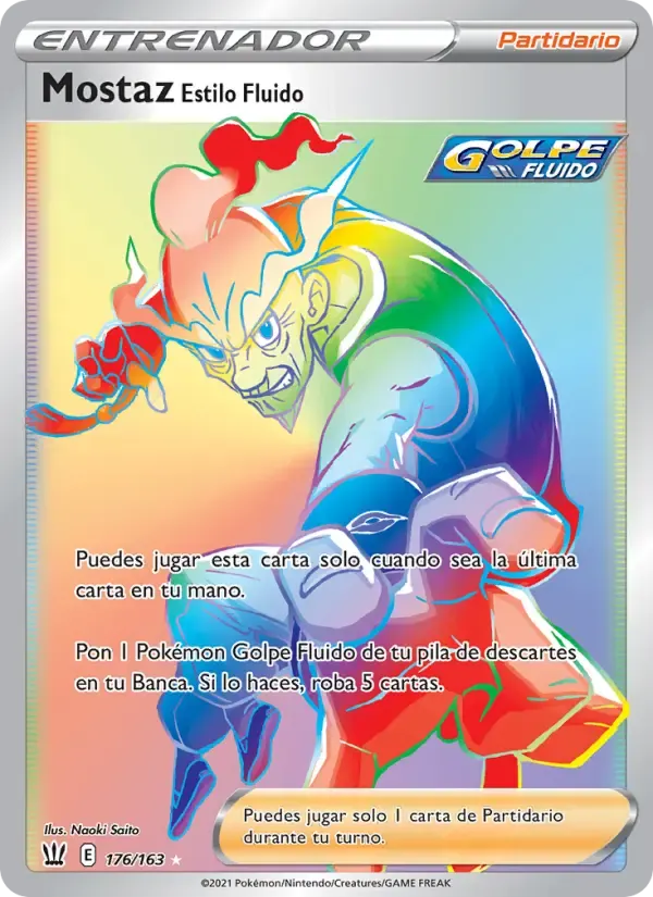 Mostaz Estilo Fluido — Estilos de Combate 176 Spanish Pokémon card