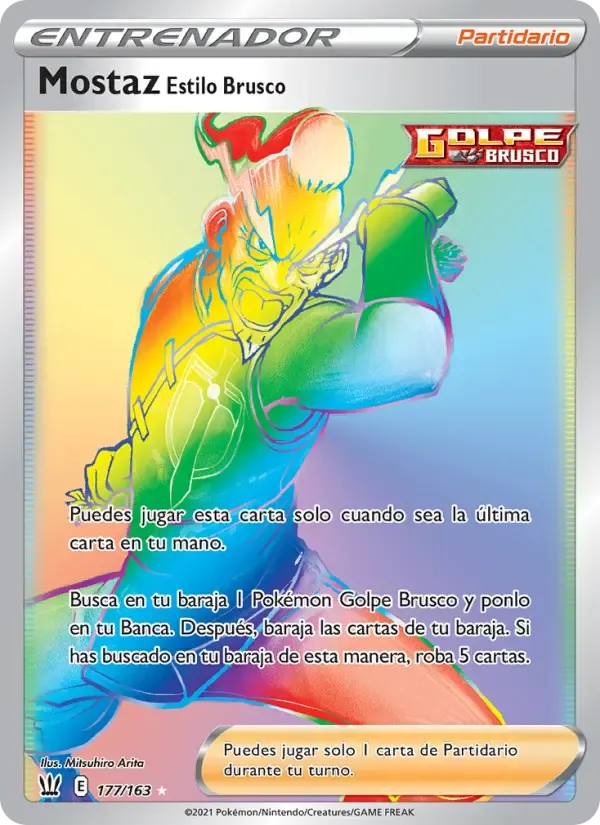 Mostaz Estilo Brusco — Estilos de Combate 177 Spanish Pokémon card