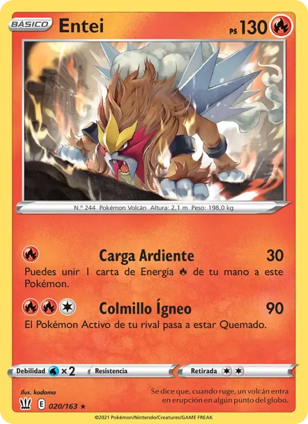 Entei — Estilos de Combate 20 Spanish Pokémon card