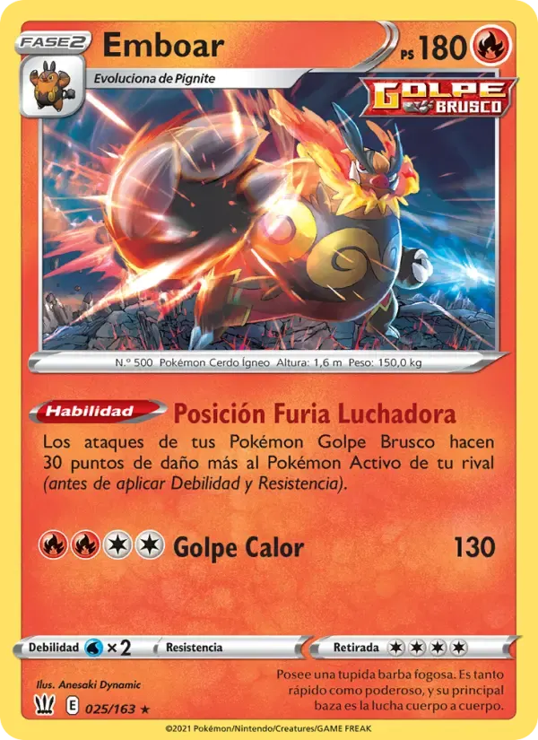 Emboar — Estilos de Combate 25 Spanish Pokémon card