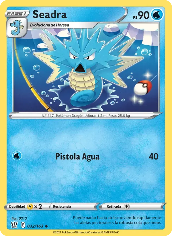 Seadra — Estilos de Combate 32 Spanish Pokémon card